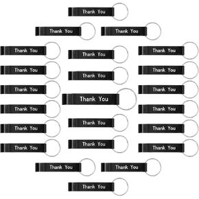 50 Pcs Thank You Bottle Opener Keychain Bulk Black Metal Bottle Opener Pocket Aluminum Beverage Soda Beer Bottle Opener Party Favors Tiny Split Key Ring for Wedding Graduation Birthday