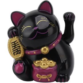 5.5inch Fortune Cat, Battery Operated Japanese Lucky Cat with Waving Arm Chinese Feng Shui Deoration Maneki Neko for Fortune Money and Good Luck, for Shop, Restaurant, Living