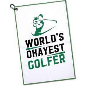 World's Okayest Golfer Repeat Printed MicrofiberPrinted Golf Towel, Funny Golf Towel Gifts for Men Women Grandfather, Retirement Gift for Golf Lover Golfer