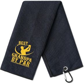 Grandpa Gifts Golf Towel, Golf Gifts for Grandpa on Father‘s Day Gifts, 40 x 60cm Microfiber Golf Towel for Golf Bags - Best Grandpa by Par