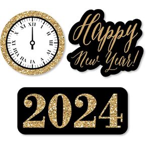 Big Dot of Happiness New Year's Eve - Gold - DIY Shaped 2024 New Years Eve Party Cut-Outs - 24 Count