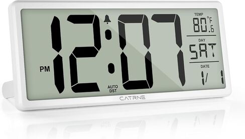 14.5Inch Large Digital Wall Clock Battery Operated Alarm Clocks with Jumbo Display,Temperature,Day and Date,Large LCD Screen Digital Clock Desk Clock for Bedroom,Office,Living Room, Black in Saudi Arabia