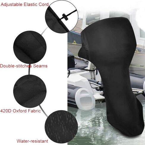 Outboard Boat Motor Cover Waterproof Boat Engine Full Covers for UP-5HP/ 8-10HP/ 15-20HP/ 25-30HP/ 40-50HP/ 60-90HP/ 100-150HP Outboard Motors (420D Oxford Fabric, 53x57x47in for 15-20HP) in Saudi Arabia