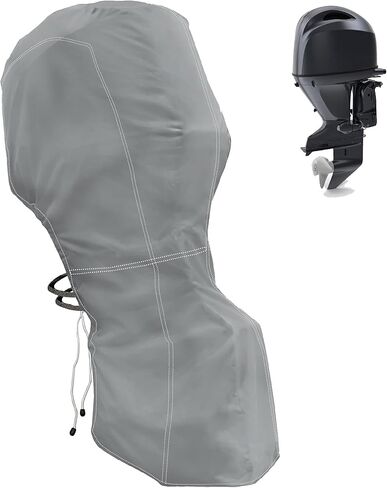 K-Musuclo Outboard Motor Cover, 600D Waterproof, Fade Resistant Boat Motor Cover, Fits Motor 100-150 HP, Grey in Kuwait