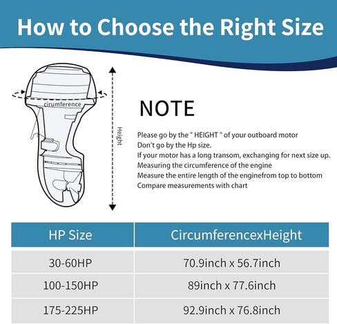 K-Musuclo Outboard Motor Cover, 600D Waterproof, Fade Resistant Boat Motor Cover, Fits Motor 100-150 HP, Grey in Kuwait