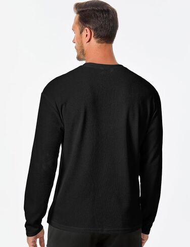 JMIERR Men's T-Shirt Waffle Textured Knit Drop-Shoulder Long Sleeve Tops Hipster Hip Hop Longline Crewneck Tees with Pocket in Saudi Arabia