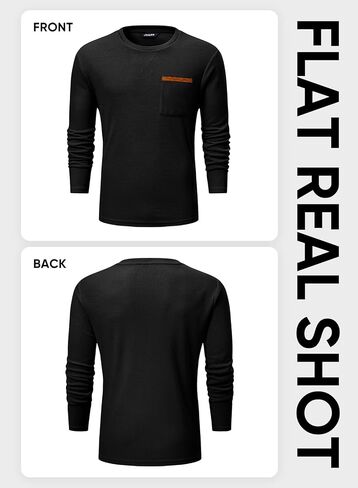 JMIERR Men's T-Shirt Waffle Textured Knit Drop-Shoulder Long Sleeve Tops Hipster Hip Hop Longline Crewneck Tees with Pocket in Saudi Arabia
