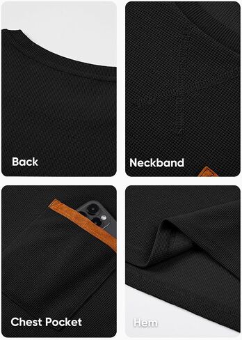 JMIERR Men's T-Shirt Waffle Textured Knit Drop-Shoulder Long Sleeve Tops Hipster Hip Hop Longline Crewneck Tees with Pocket in Saudi Arabia