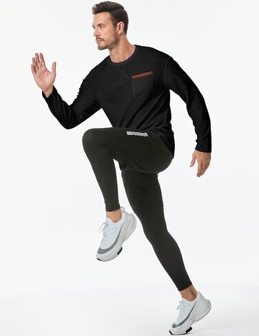 JMIERR Men's T-Shirt Waffle Textured Knit Drop-Shoulder Long Sleeve Tops Hipster Hip Hop Longline Crewneck Tees with Pocket in Saudi Arabia