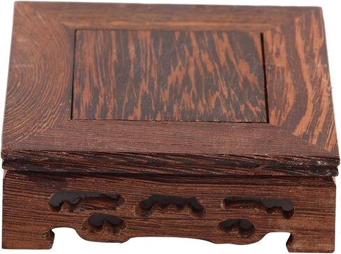 Hapivida Wood Display Stand, Delicate Small Square Teapot Base Solid Wood Vase Decoration Bonsai Pedestal for Home Office Decoration(10×10×3.7 cm) in Saudi Arabia