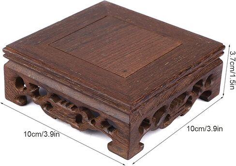 Hapivida Wood Display Stand, Delicate Small Square Teapot Base Solid Wood Vase Decoration Bonsai Pedestal for Home Office Decoration(10×10×3.7 cm) in Saudi Arabia