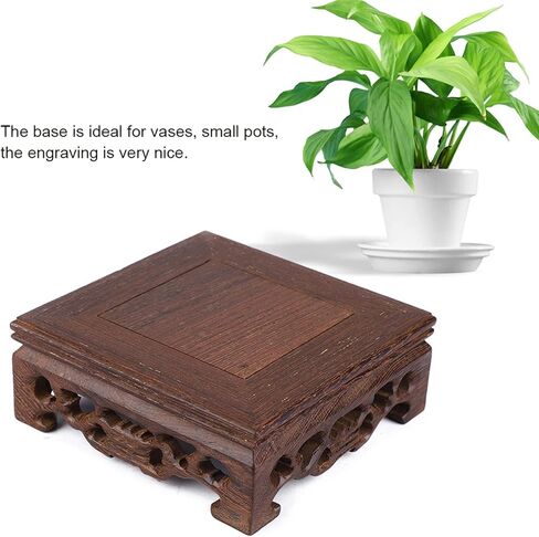 Hapivida Wood Display Stand, Delicate Small Square Teapot Base Solid Wood Vase Decoration Bonsai Pedestal for Home Office Decoration(10×10×3.7 cm) in Saudi Arabia