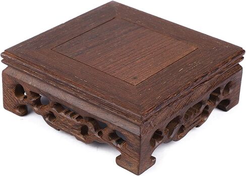 Hapivida Wood Display Stand, Delicate Small Square Teapot Base Solid Wood Vase Decoration Bonsai Pedestal for Home Office Decoration(10×10×3.7 cm) in Saudi Arabia