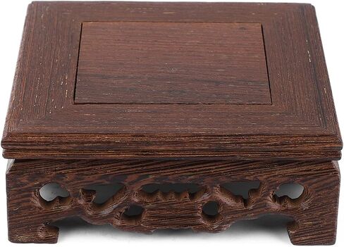 Hapivida Wood Display Stand, Delicate Small Square Teapot Base Solid Wood Vase Decoration Bonsai Pedestal for Home Office Decoration(10×10×3.7 cm) in Saudi Arabia