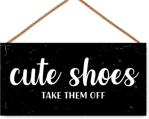 أحذية لطيفة تخلعها من اللافتات الخشبية، ديكور ترحيب مضحك، لافتات خشبية مضحكة خارج الشرفة، 11.8 × 5.9 بوصة in Kuwait