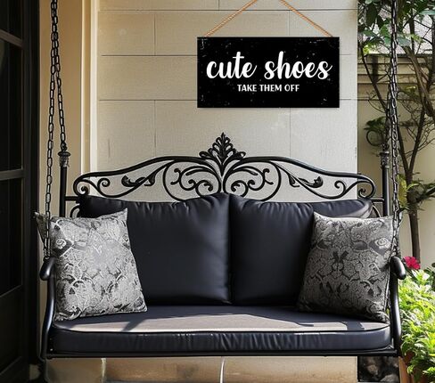 أحذية لطيفة تخلعها من اللافتات الخشبية، ديكور ترحيب مضحك، لافتات خشبية مضحكة خارج الشرفة، 11.8 × 5.9 بوصة in Kuwait