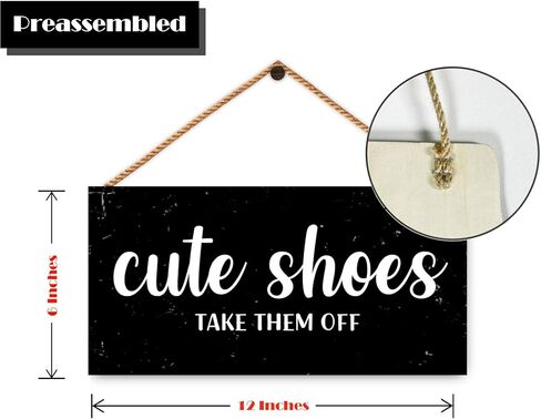 أحذية لطيفة تخلعها من اللافتات الخشبية، ديكور ترحيب مضحك، لافتات خشبية مضحكة خارج الشرفة، 11.8 × 5.9 بوصة in Kuwait