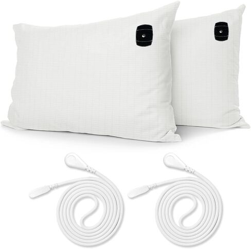 Grounded Pillowcase Cotton Pillowcase with Silver Fiber Electric Pillowcase for Improved Sleep and Pain Relief (20" x 30"), White in Saudi Arabia