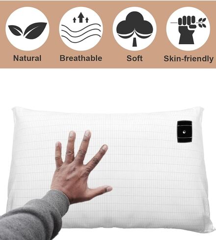Grounded Pillowcase Cotton Pillowcase with Silver Fiber Electric Pillowcase for Improved Sleep and Pain Relief (20" x 30"), White in Saudi Arabia