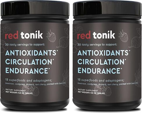 Red Tonik Superfood Powder - Daily Supplement with 13 Superfoods |Vitamins and Minerals |Boost Energy, Stamina |Post-Workout Recovery |Berry Flavor (2 Tubs) in Saudi Arabia