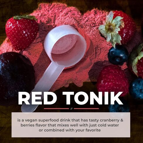 Red Tonik Superfood Powder - Daily Supplement with 13 Superfoods |Vitamins and Minerals |Boost Energy, Stamina |Post-Workout Recovery |Berry Flavor (2 Tubs) in Saudi Arabia