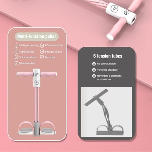 Multifunctional Pedal Puller Resistance Rope Multifunction Tension Rope Elastic Sit Up Equipment with 6-Tube Rope Abdominal and LegTrainer Yoga Tension Rope for Abdomen, Waist in Kuwait