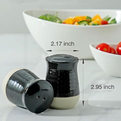 Glowworm Ceramic Salt and Pepper Shakers, Salt Shaker for Kitchen, Spice Shaker for Cooking Baking BBQ, Cute Kitchen Decor for Home Restaurants, Black in Saudi Arabia