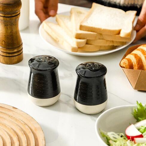 Glowworm Ceramic Salt and Pepper Shakers, Salt Shaker for Kitchen, Spice Shaker for Cooking Baking BBQ, Cute Kitchen Decor for Home Restaurants, Black in Saudi Arabia