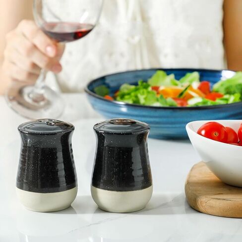 Glowworm Ceramic Salt and Pepper Shakers, Salt Shaker for Kitchen, Spice Shaker for Cooking Baking BBQ, Cute Kitchen Decor for Home Restaurants, Black in Saudi Arabia