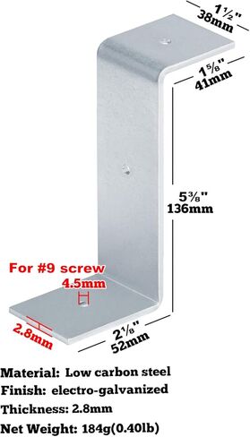 10 قطع من دعامات مشبك Z عالية 5-3/8 بوصة، دعامة زاوية مزدوجة للحجب المسطح الآمن 2x6 بين الروافع أو الدعامات لدعم الغلاف، العرض 1-1/2 بوصة، السمك 2.8 مم (12 جا) in Kuwait