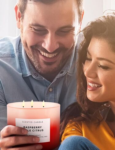 شمعة معطرة برائحة التوت والتفاح والحمضيات للمنزل - شموع معطرة منعشة بوزن 15.8 أونصة - شموع كبيرة للعلاج العطري للرجال والنساء، شموع الصويا الطبيعية المعطرة للغاية، تنظف الحروق in Kuwait