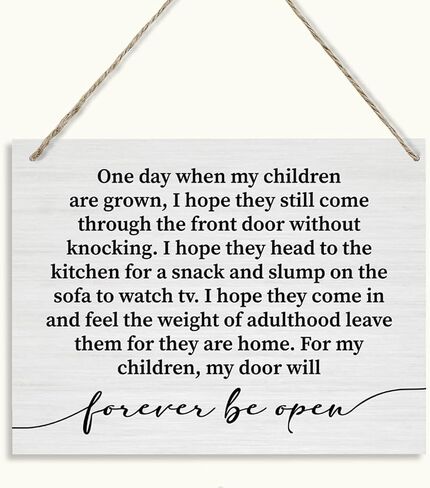 Inspirational Wood Sign, Hanging Wooden Plaques Decor, Decorative Wooden Wall Plaque, Warm Home Decor, Farmhouse Family Decor, Gift for Children, For My Children, My Door will Forever Be Open Sign in Saudi Arabia
