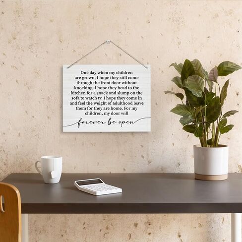 Inspirational Wood Sign, Hanging Wooden Plaques Decor, Decorative Wooden Wall Plaque, Warm Home Decor, Farmhouse Family Decor, Gift for Children, For My Children, My Door will Forever Be Open Sign in Saudi Arabia