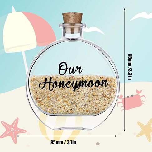 جرة تذكار رمل شهر العسل، أساسيات شهر العسل، ديكور شهر العسل في زجاجة رمل مستديرة، زجاجات زجاجية مع سدادة من الفلين للزوجين حديثي الولادة، الزفاف، عطلة الخطوبة، السفر لشهر العسل تذكارية in Kuwait