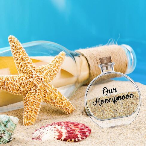جرة تذكار رمل شهر العسل، أساسيات شهر العسل، ديكور شهر العسل في زجاجة رمل مستديرة، زجاجات زجاجية مع سدادة من الفلين للزوجين حديثي الولادة، الزفاف، عطلة الخطوبة، السفر لشهر العسل تذكارية in Kuwait