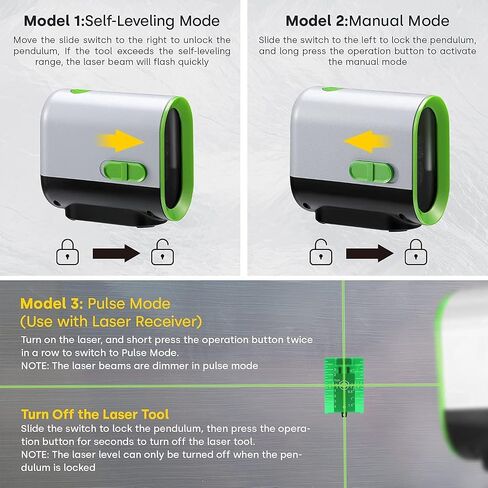 ENVENTOR Green Laser Level, 164FT USB Rechargeable Li-ion Battery 360° Self Leveling Laser Level for Wall Picture Hanging, Waterproof Cross Line Laser Tool Outdoor with Pulse Mode, Magnetic Base in Saudi Arabia