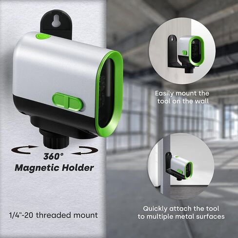 ENVENTOR Green Laser Level, 164FT USB Rechargeable Li-ion Battery 360° Self Leveling Laser Level for Wall Picture Hanging, Waterproof Cross Line Laser Tool Outdoor with Pulse Mode, Magnetic Base in Saudi Arabia