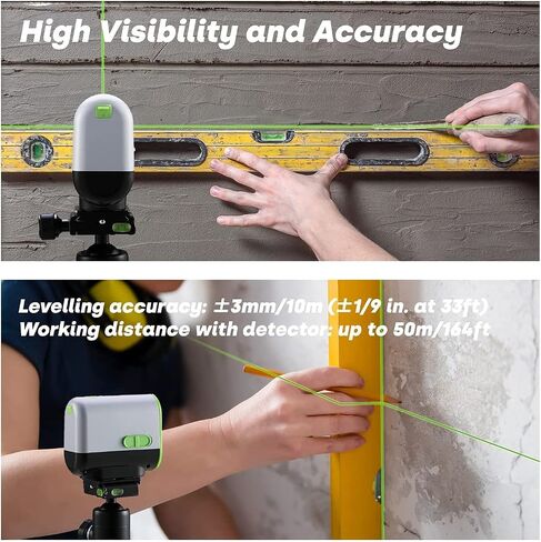 ENVENTOR Green Laser Level, 164FT USB Rechargeable Li-ion Battery 360° Self Leveling Laser Level for Wall Picture Hanging, Waterproof Cross Line Laser Tool Outdoor with Pulse Mode, Magnetic Base in Saudi Arabia