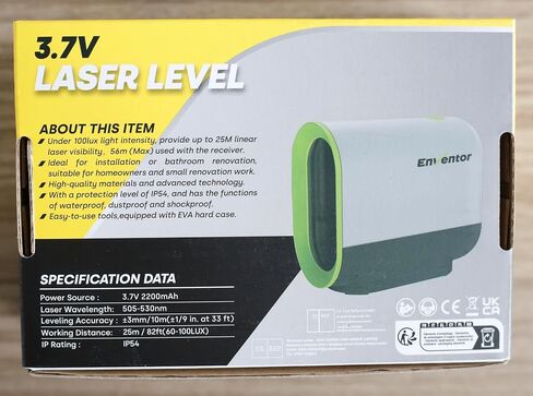 ENVENTOR Green Laser Level, 164FT USB Rechargeable Li-ion Battery 360° Self Leveling Laser Level for Wall Picture Hanging, Waterproof Cross Line Laser Tool Outdoor with Pulse Mode, Magnetic Base in Saudi Arabia