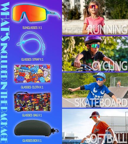 Kids Sunglasses for Boys Girls,Youth Baseball Sunglasses Softball Sun Glasses UV400,Cycling Glasses Running Sunglasses in Saudi Arabia