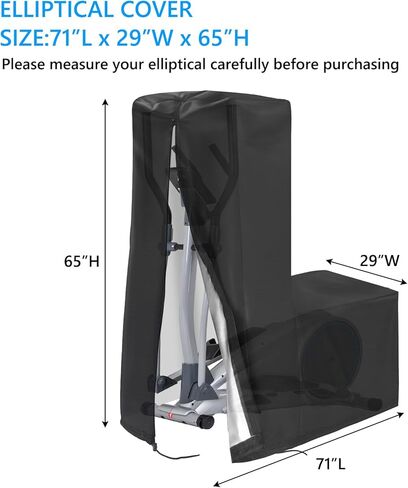 Elliptical Cover Waterproof Elliptical Exercise Machine Cover Exercise Trainer Protective Cover for Indoor Outdoor Use (Black, 71''L x 29''W x 65''H) in Kuwait