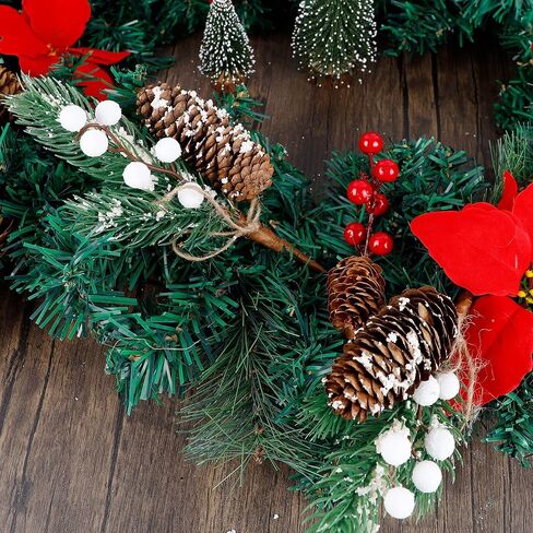 DR.DUDU 10 عبوات من أغصان عيد الميلاد الصناعية دائمة الخضرة مقاس 11.5 بوصة مع مخروط الصنوبر المتدفق، DIY لأكاليل العطلات، والأغصان، والأغصان دائمة الخضرة المتجمعة، وعناصر العروة والصدر (أبيض) in Kuwait