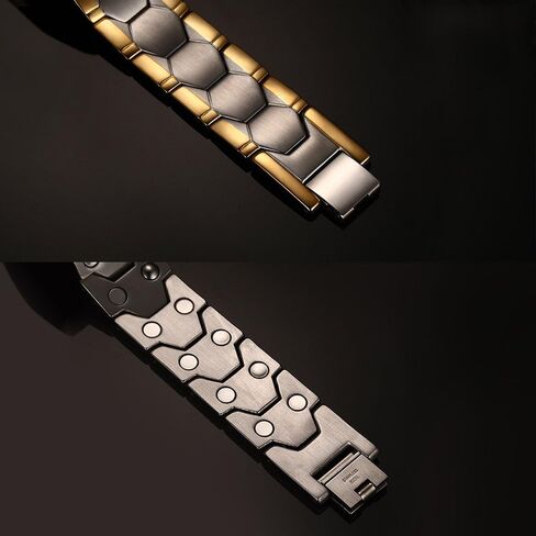 Magnetic Bracelets for Men 18K Gold Plating Double Strength Magnets and 4in1 Elements Men Bracelets 8.5inches adjustable in Saudi Arabia