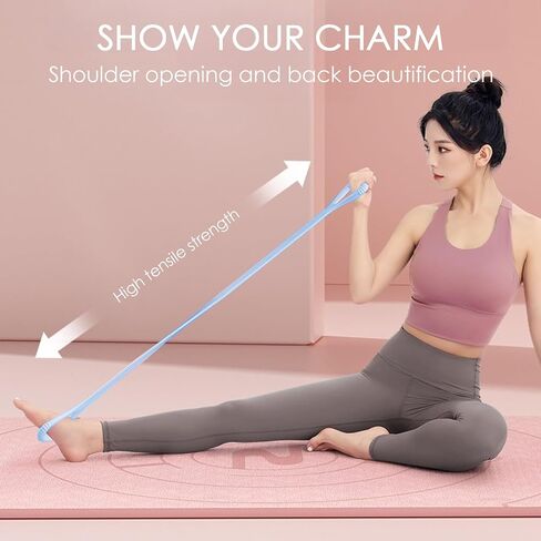 Figure 8 Resistance Band, Elastic Bands for Exercise for Arm, Shoulder, Back, Leg Stretching, Portable Home Office Elastic Training Band for Yoga, Pilates, Fits in Kuwait