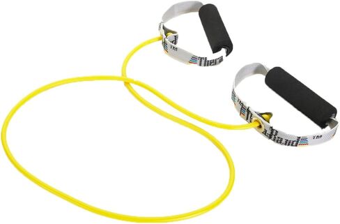 TheraBand Resistance Tubes, Professional Latex Elastic Tubing with Soft Handles, Full Body Exercise, Physical Therapy, Lower Pilates, At-Home Workouts, & Rehab, 48 Inch, Yellow, Thin, Beginner Level 2 in Saudi Arabia