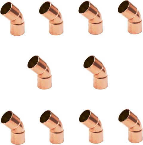 EZ-FLUID Plumbing 1/2" C X C Copper 45 Degree Elbow,LF Short Turn Pressure Copper Fittings with Sweat Solder Connection for Residential,Commercial. (10 Pack) in Saudi Arabia