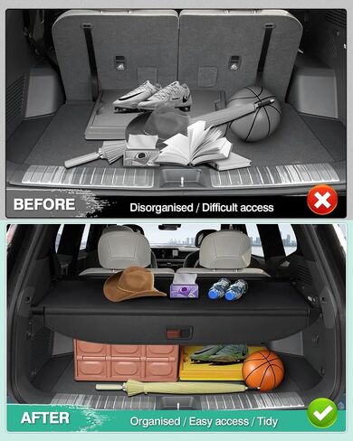 Powerty Compatible with Cargo Cover Volkswagen VW Tiguan 2009-2017 Accessories Trunk Security Shield Shade Black (Can Withstand The Load) in Saudi Arabia