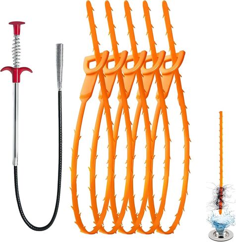6Pcs Drain Clog Remover Tool, drain snake hair drain clog remover, 20 Inch toilet snake, plumbing snake for Sewer, Kitchen Sink, Bathroom Tub, Toilet. in Saudi Arabia