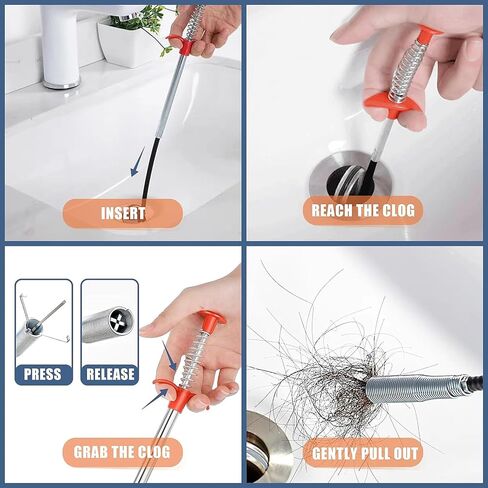 6Pcs Drain Clog Remover Tool, drain snake hair drain clog remover, 20 Inch toilet snake, plumbing snake for Sewer, Kitchen Sink, Bathroom Tub, Toilet. in Saudi Arabia