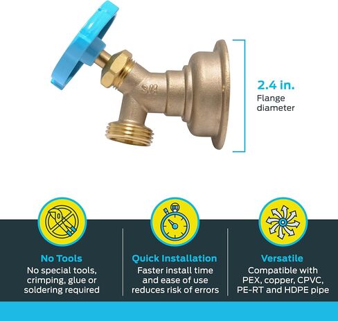 SharkBite 1/2 x 3/4 Inch MHT 90 Degree Hose Bibb, Multi Turn, Push To Connect Brass Plumbing Fitting, PEX Pipe, Copper, CPVC, PE-RT, HDPE, 24626LF in Saudi Arabia